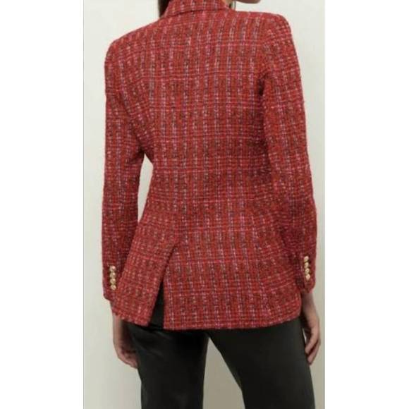 NEW DEREK LAM 10 CROSBY walted double breasted jacket in red multi - Picture 2 of 2